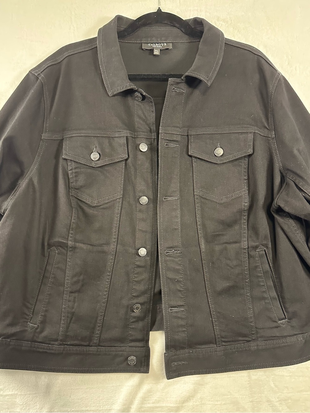 Talbots Dark Charcoal Cotton-Blend Jean Jacket